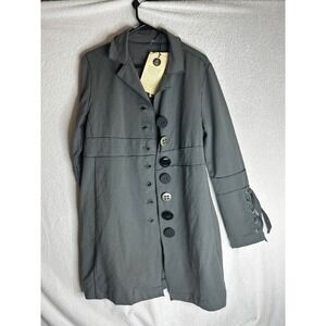 Neon Buddha Gray Multi Button Lace Up Sleeve Jacket Coat 7533 Size M New NWT